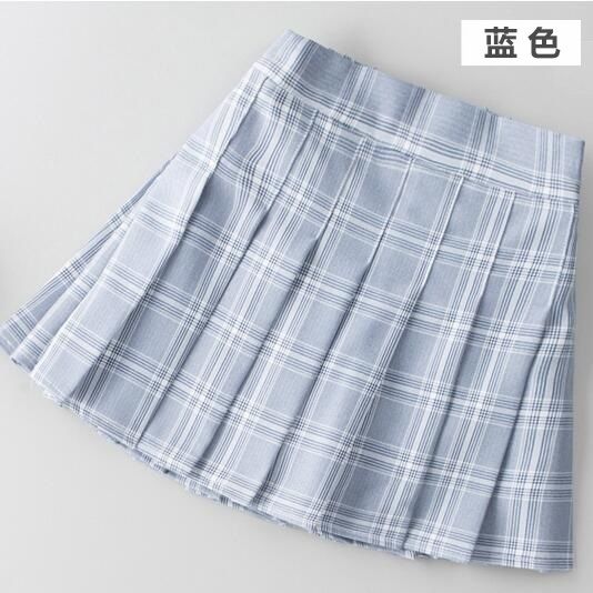 Children's clothing girls summer new skirt mid-sized children's foreign style pleated skirt little girl anti-light plaid skirt
