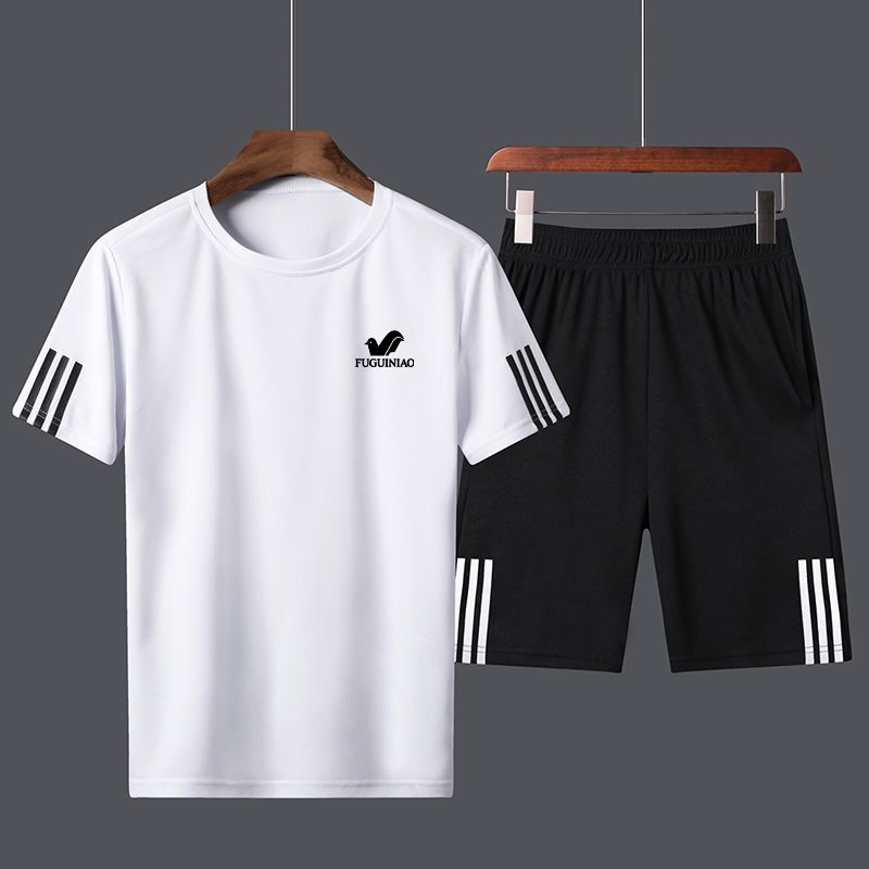 [suit / top] summer men's leisure sports suit middle aged short sleeve T-shirt pants dad's wear