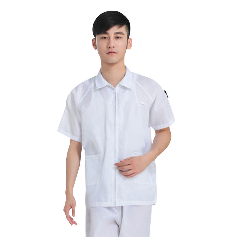 Summer anti-static short sleeve top dust-free clothes Lapel men's coat short sleeve dust-free clothes blue protective clothing work clothes women