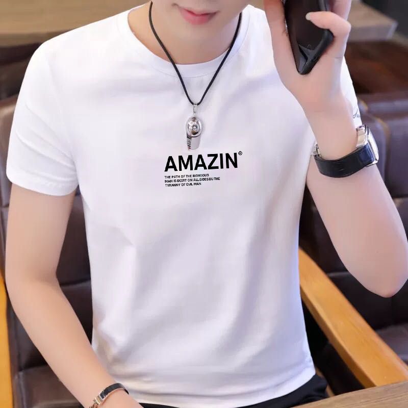 Summer t-shirt men's short sleeve young male student Korean version simple pure white slim trend oversize base coat