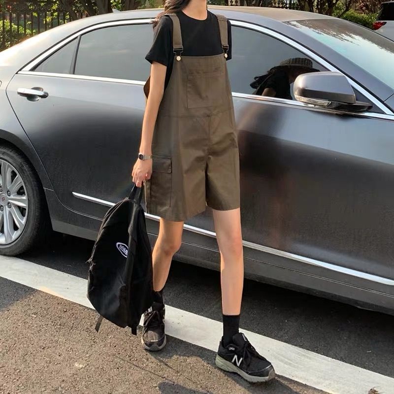 2020 summer Korean version loose big pocket age-reducing overalls shorts all-match BF style one-piece wide-leg overalls students