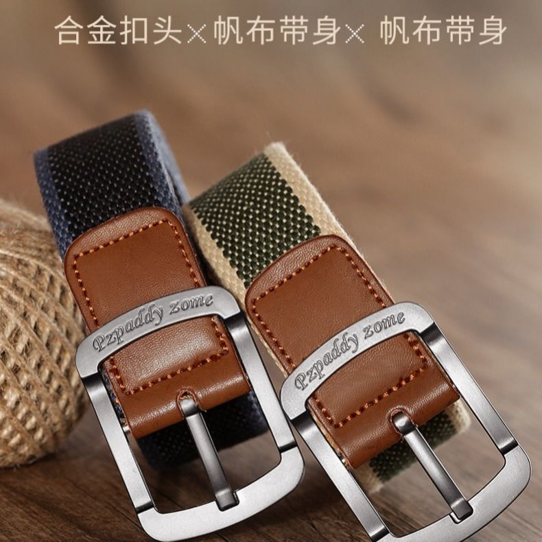 Men and women's belt needle buckle canvas belt casual work clothes trouser belt Korean fashion male students youth military training outdoor