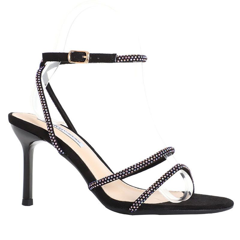 One line sandals women's spring 2020 new sexy thin heel open toe Rhinestone fashion versatile net red high heels fashion
