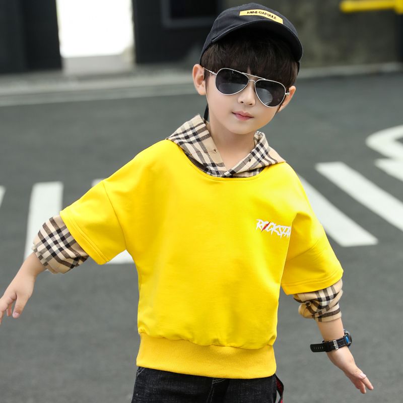 Boys' sweater spring and autumn children's clothing 2020 new Zhongda children's spring T-shirt long sleeve hooded Korean version handsome fashion 7