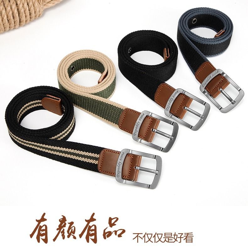 Men and women's belt needle buckle canvas belt casual work clothes trouser belt Korean fashion male students youth military training outdoor