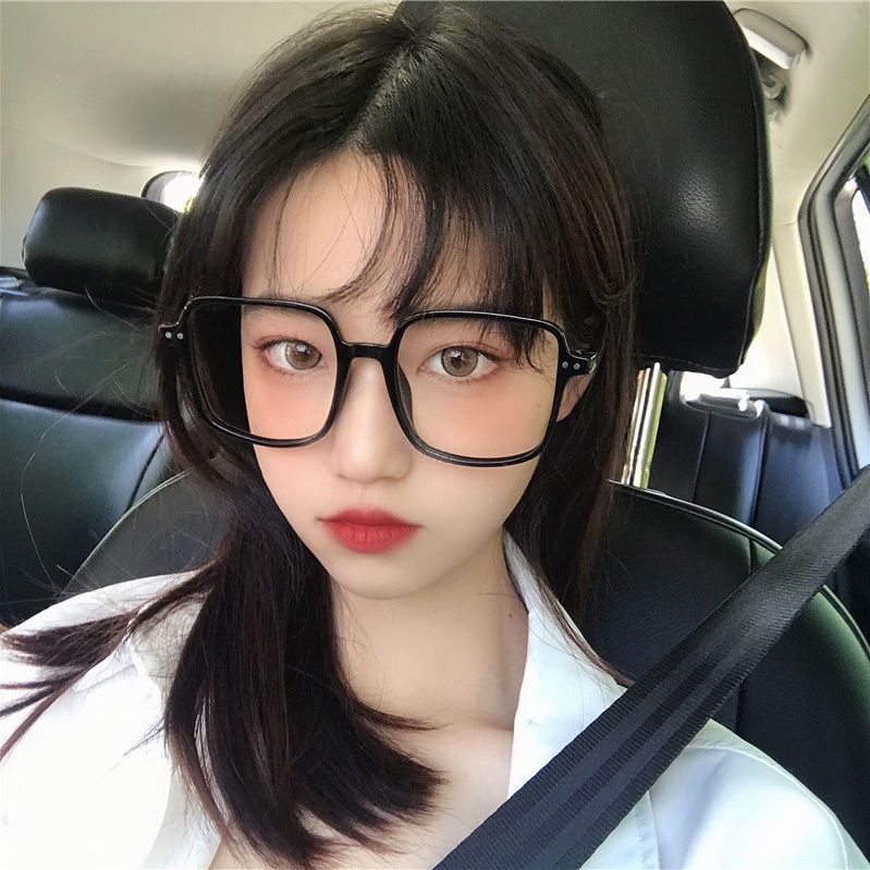 Large black frame plain myopia glasses women's Korean Chaomi nail frame net red anti radiation blue flat light eye protection