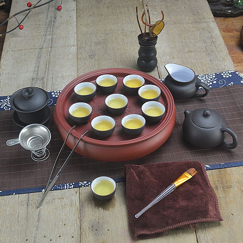 紫砂功夫茶具套装便携式旅行茶具户外车载整套旅游茶具泡壶小茶盘