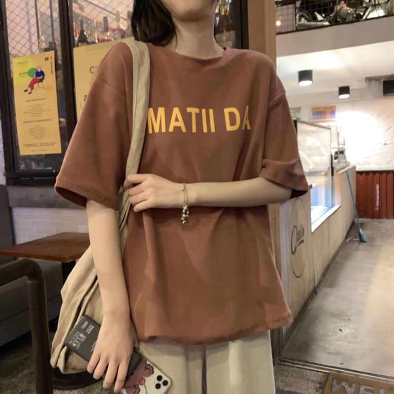 New summer Korean versatile loose college style short sleeve T-shirt for women's student top