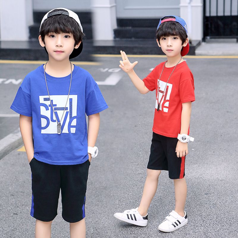 [pure cotton] children's Summer Boys' T-shirt suit Leisure Sports Summer Boys' short sleeve Korean version
