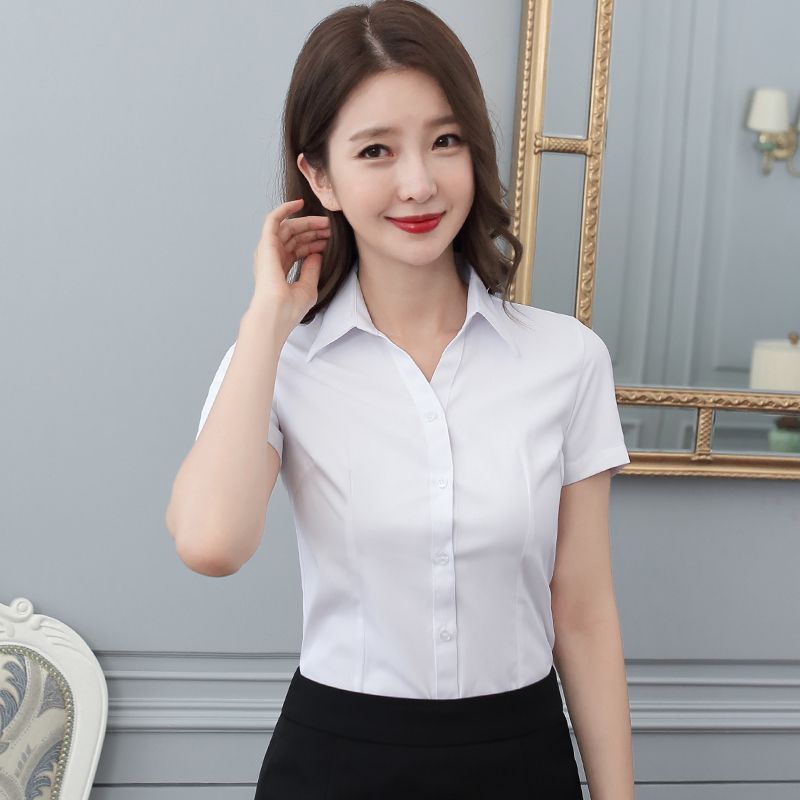 白衬衫女长袖2020新款春夏职业装短袖衬衣韩版气质女装工作服工装