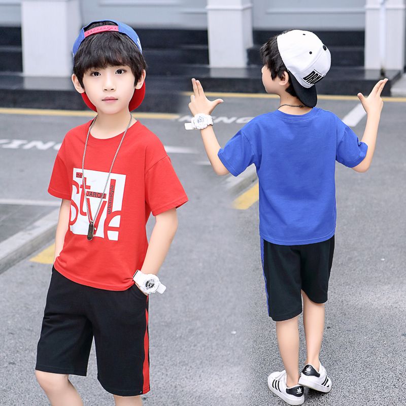 [pure cotton] children's Summer Boys' T-shirt suit Leisure Sports Summer Boys' short sleeve Korean version
