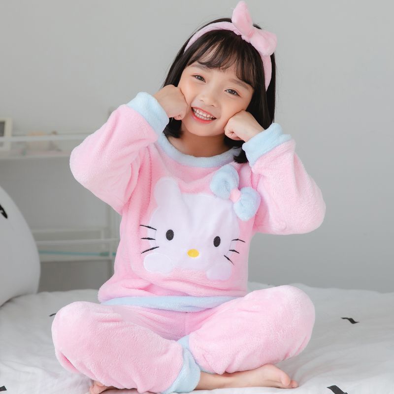Children's pajamas men's autumn and winter flannel cartoon pajamas boys and girls flannel children's thickened home suit