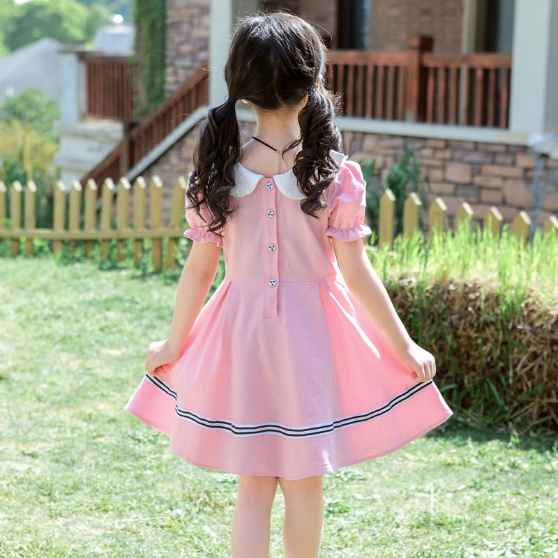 【前后两穿】女童夏季连衣裙娃娃领棉布裙中大童韩版时尚女孩裙子