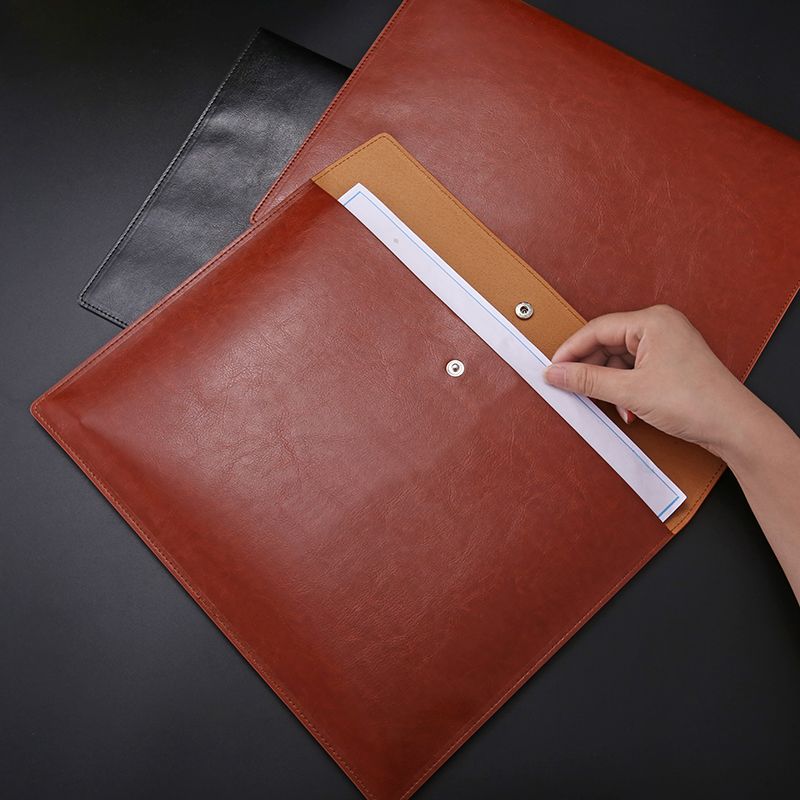 Business leather file bag A4 high grade storage bag tender bill bag large capacity portable simple data file bag