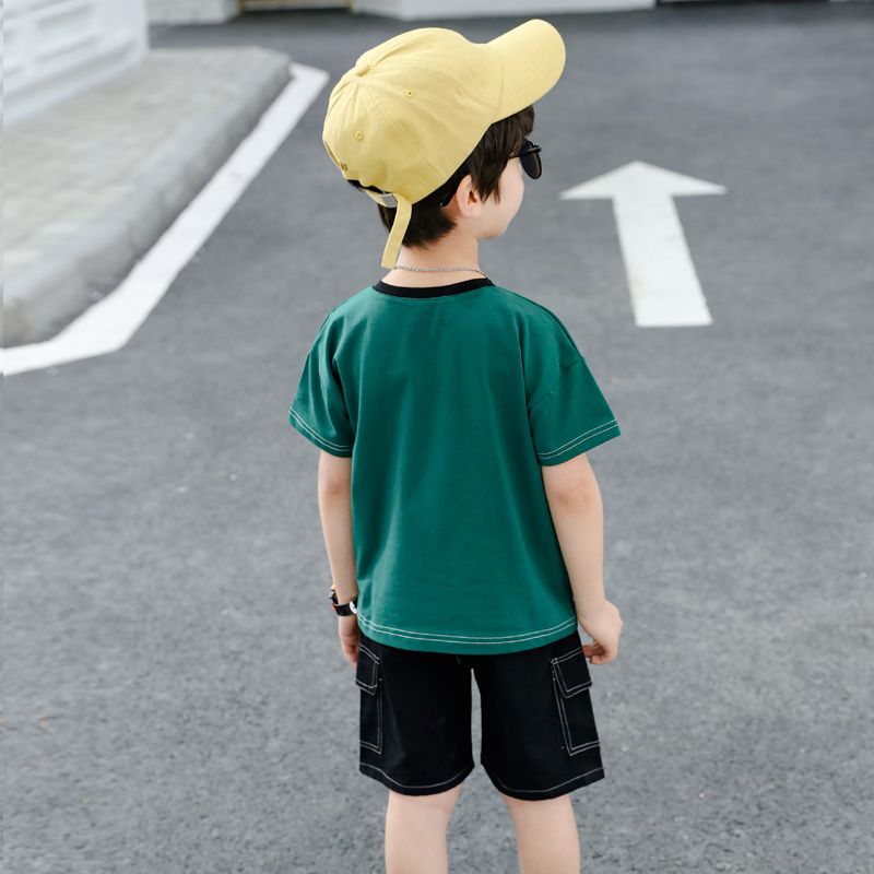 男童套装夏季纯棉儿童运动短袖短裤两件套中小童夏装洋气2023新款