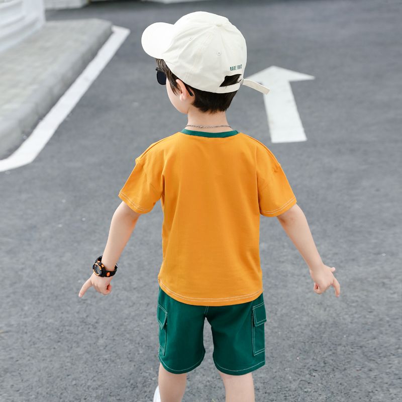 男童套装夏季纯棉儿童运动短袖短裤两件套中小童夏装洋气2023新款
