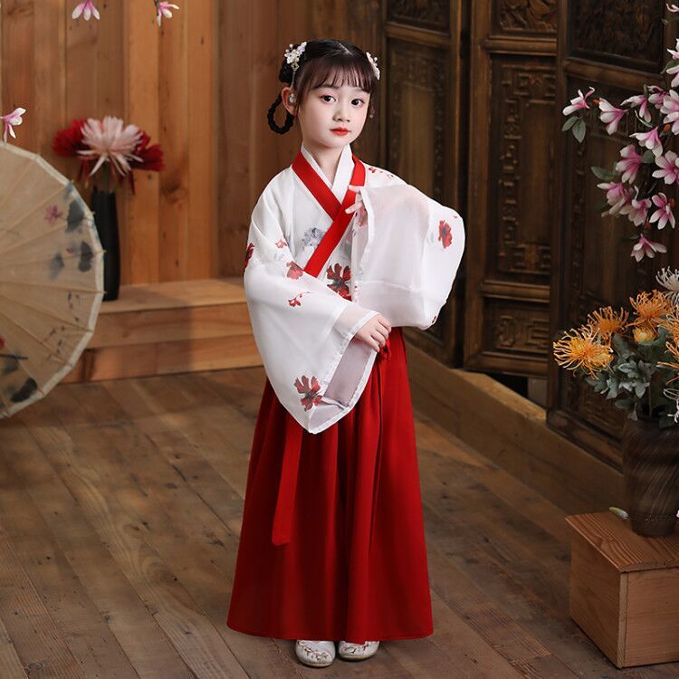 Children's Hanfu girl's ancient costume Tang costume super immortal Chinese style dress girl's Hanfu fairy elegant Ru skirt spring and Autumn