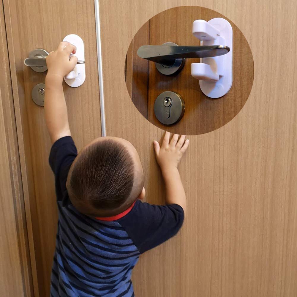 Children's door handle safety lock baby bedroom door toilet guard fixed lock anti theft anti open door push window buckle