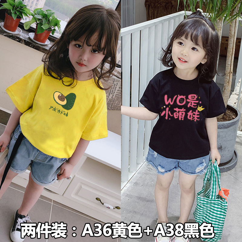 Cotton girls' summer clothes new girls' short-sleeved t-shirt foreign style cute printed half-sleeved T-shirt loose kids tops