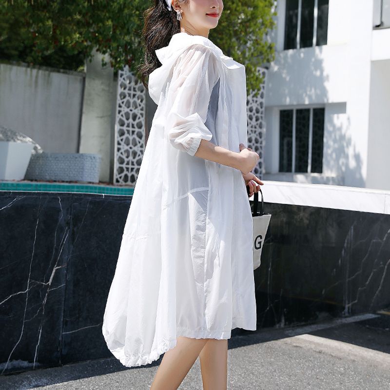 2023 summer Korean version of the long super fairy ice silk sunscreen women's jacket loose large size breathable ultra-thin sunscreen blouse