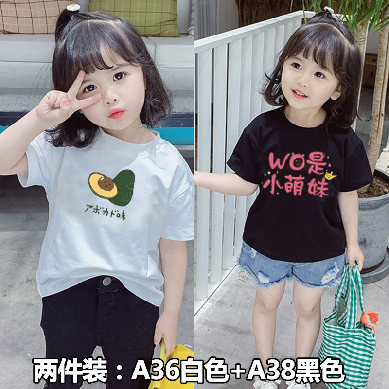 Cotton girls' summer clothes new girls' short-sleeved t-shirt foreign style cute printed half-sleeved T-shirt loose kids tops