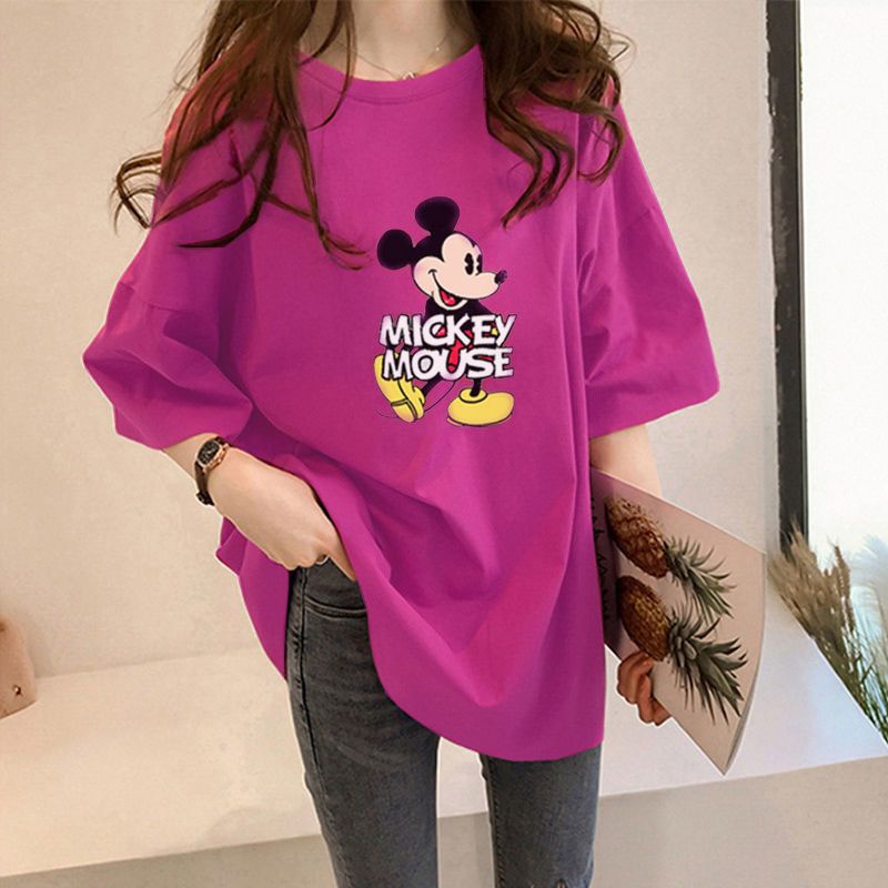 Cotton 2020 new Korean Short Sleeve T-Shirt women's lazy wind loose Mickey cartoon print student large size