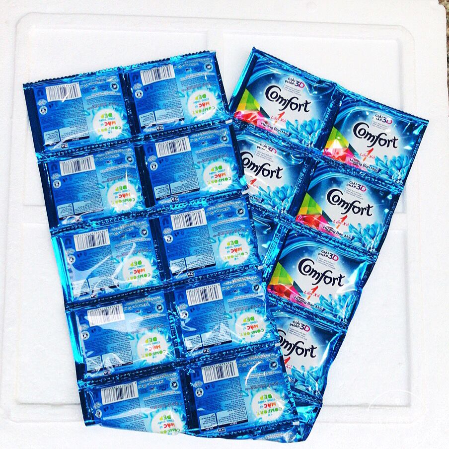 越南金纺comfort衣物柔顺剂深蓝色袋装20ml兰花馨香10袋x2条