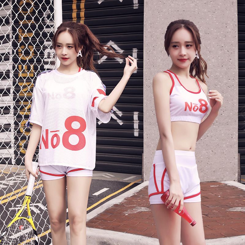 Summer new three-piece swimsuit female hot spring Korean blouse sports wind boxer student split small swimsuit