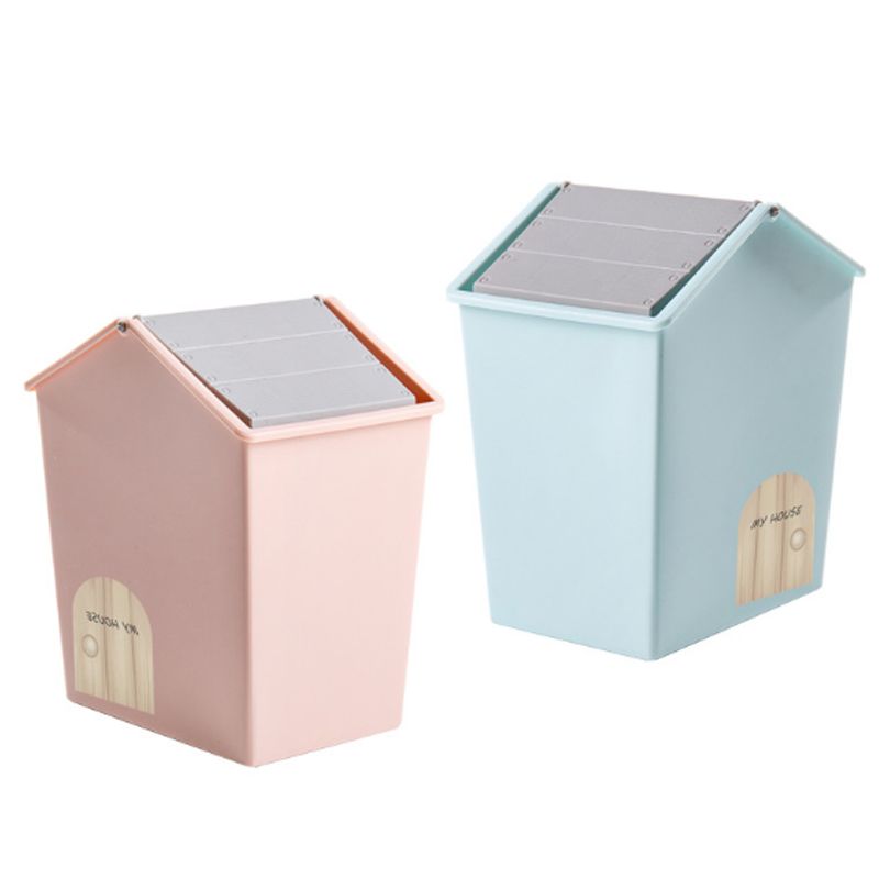 Table top trash can household living room plastic small covered mini table