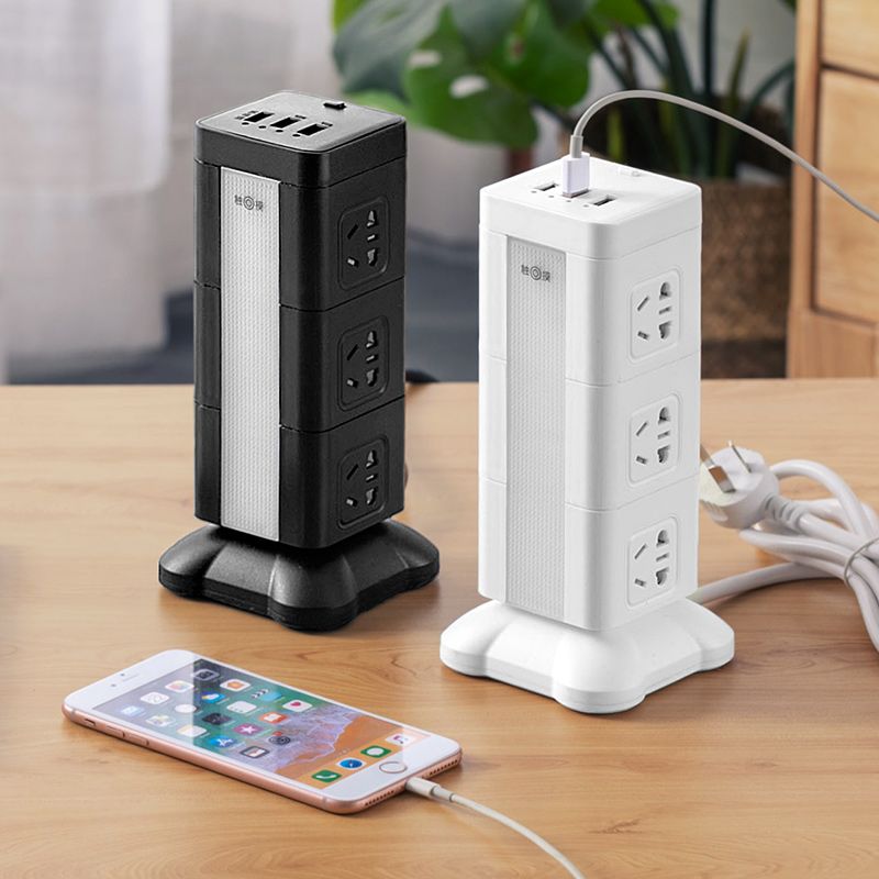 多功能立式插座面板多孔usb蓄电充电插线板插排插板带线家用排插