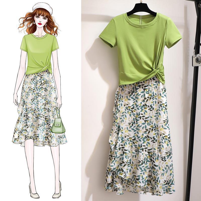 Suit / one piece 2020 new fashion summer dress 2-piece women's summer dress foreign style fashion Skirt Set skirt