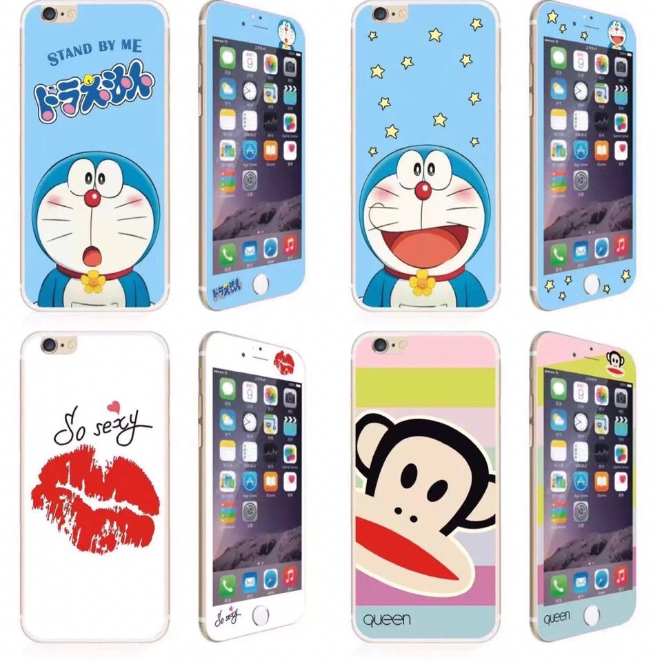 叮当可爱iphone6s手机膜苹果6plus卡通钢化膜55se玻璃前后彩膜贴