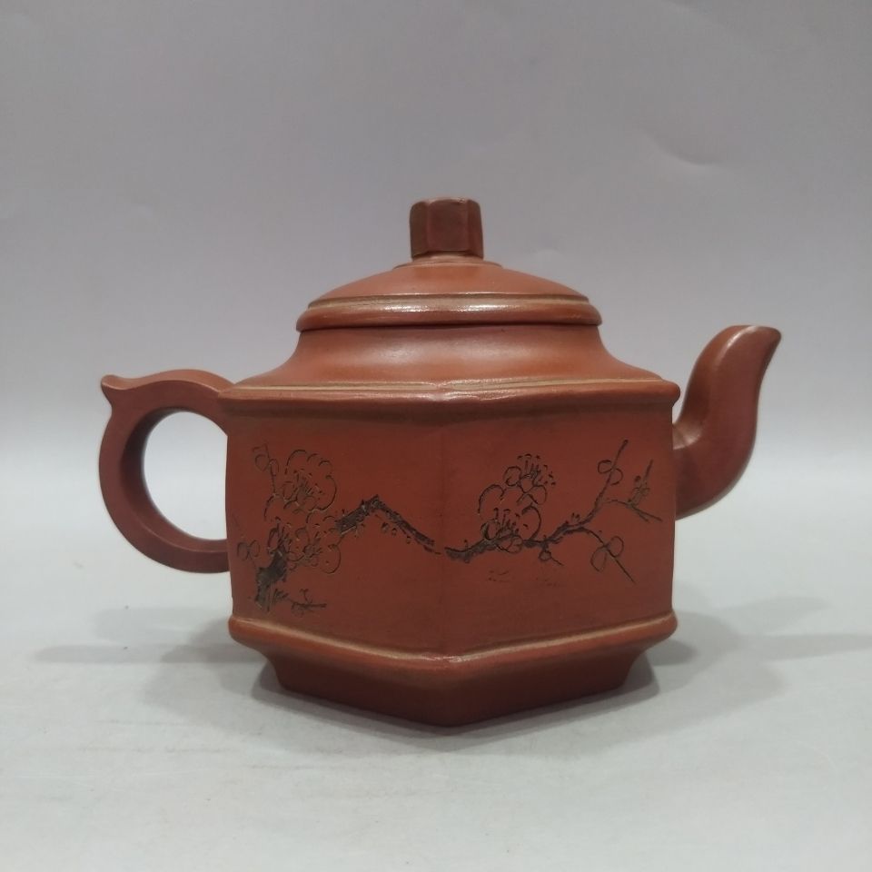 紫砂壶 底款:顾景舟 容量:410cc 尺寸:16×11×11 泥料:朱泥