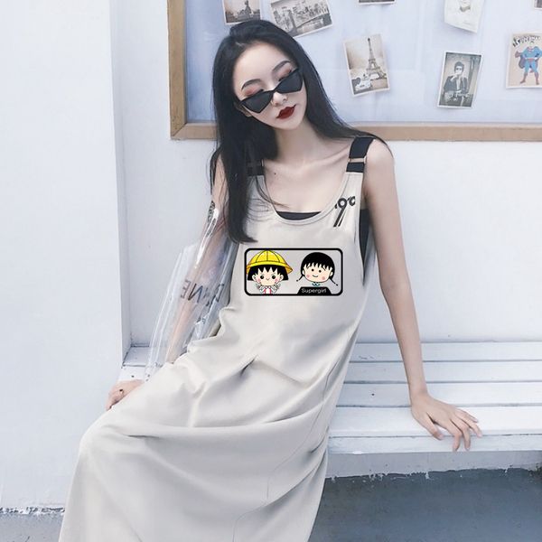 Milk silk print suspender dress for women xiains new fat mm loose large back skirt