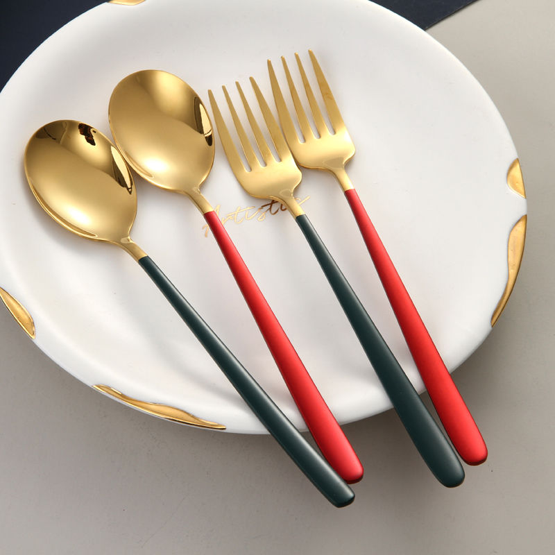 304不锈钢勺子长柄 家用叉子勺子套装筷子吃饭匙羹喝汤调羹餐勺