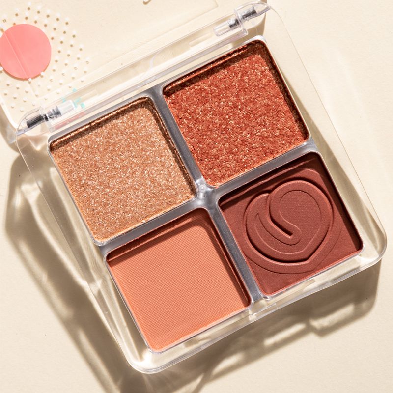 网红款蜜桃豆沙4色眼影盘ins超火德国小众独角兽闪粉珠光防水亮片