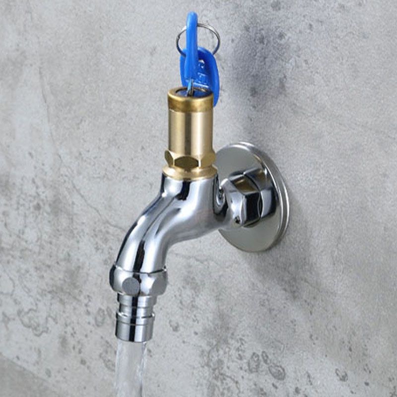 户外带锁水龙头室外家用洗衣机开关不锈钢加长防盗带钥匙锁的龙头