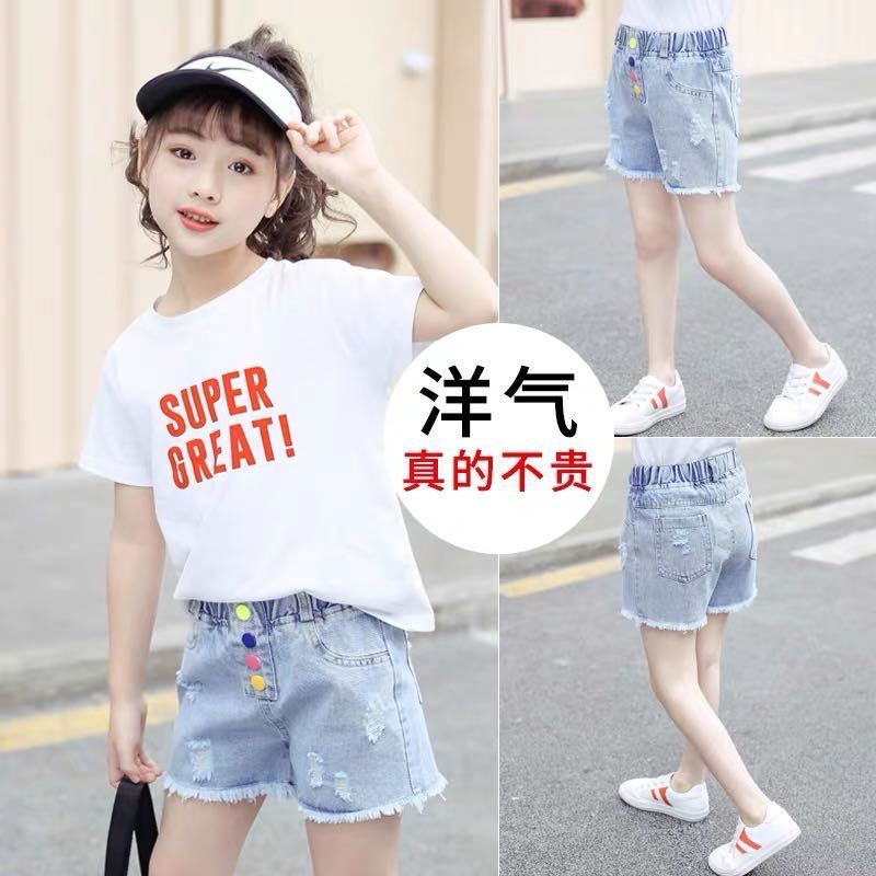 Summer girls' denim shorts 2020 new style children's trousers for middle and large children