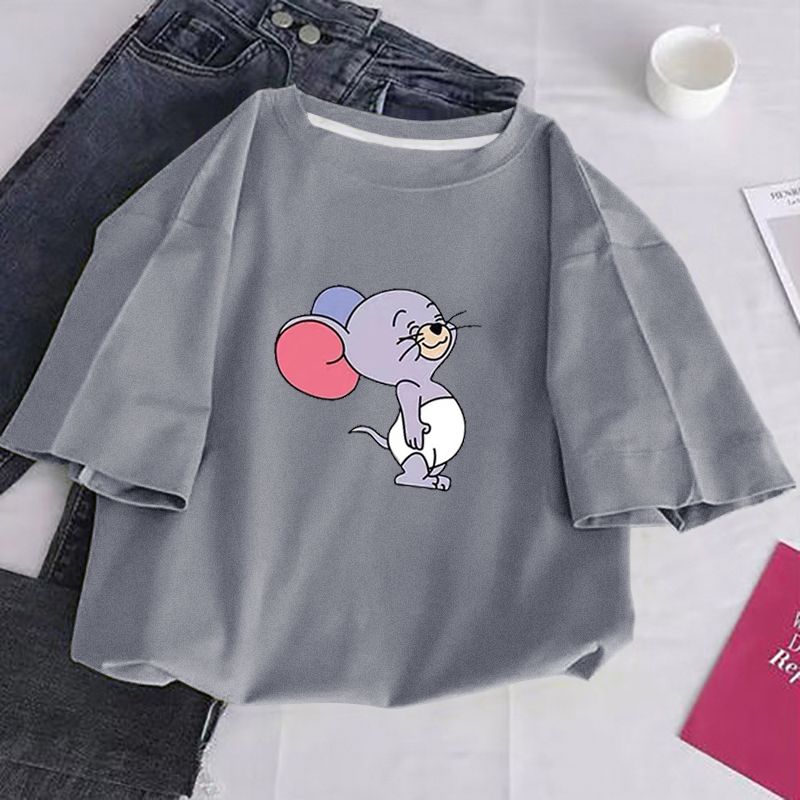 Cotton summer new BF style short sleeve T-shirt for female students Korean round neck loose girlfriends T-shirt fashion