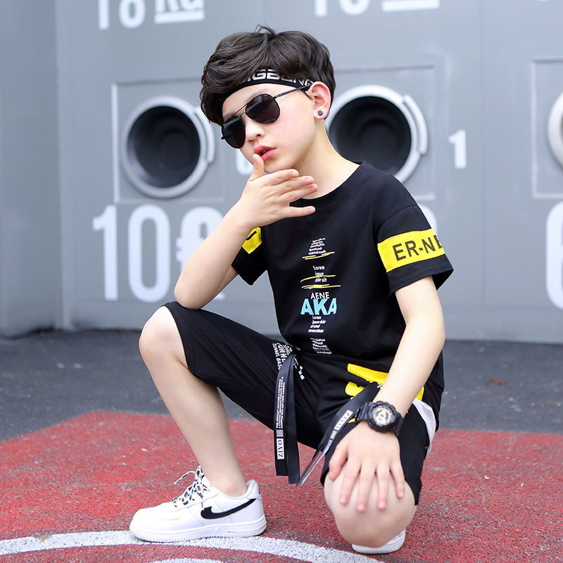Children's wear boys' summer suit new summer style foreign style handsome sports short sleeve Korean children's fashion
