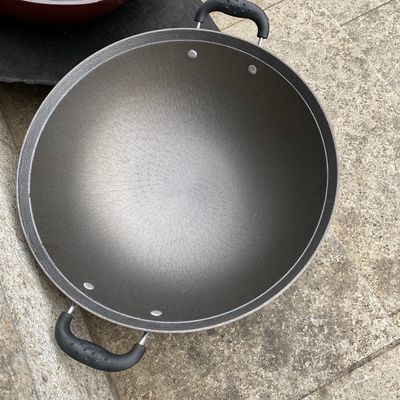 加深生尖底炒锅老式双耳圆底铸铁炒锅生具大口锅32-40cm