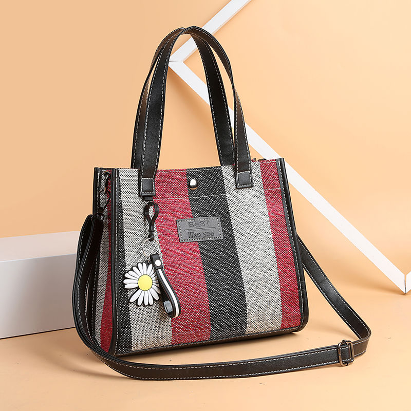 Bags for women, new fashionable one-shoulder cross-body canvas bag, plaid contrasting color handbag for women, versatile and temperamental cloth bag