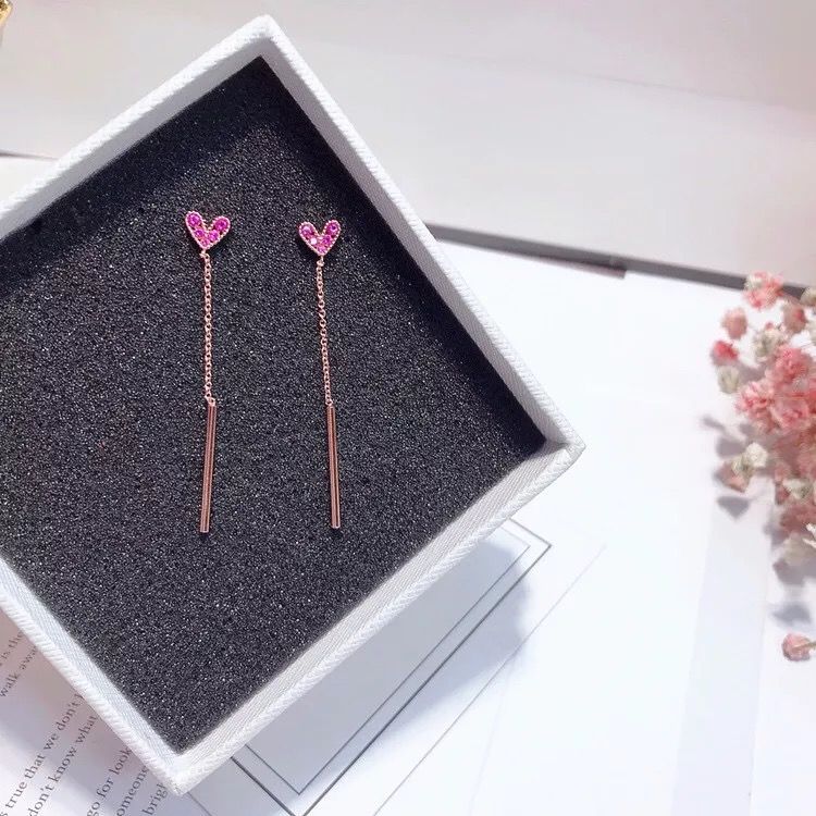 Pink Love Diamond Earrings Net Red Explosive Earrings Female Students Korean Version Simple Temperament Fashion Earrings Earrings Female