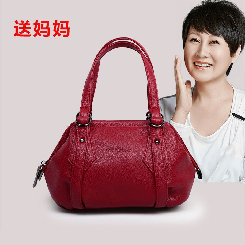 真皮小手提包包女中老年人软皮女包妈妈婆婆奶奶包新款老年女士包