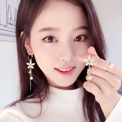 26045/【2对装】925银针防过敏啦啦花耳环长款2020新款网红潮人流苏饰品