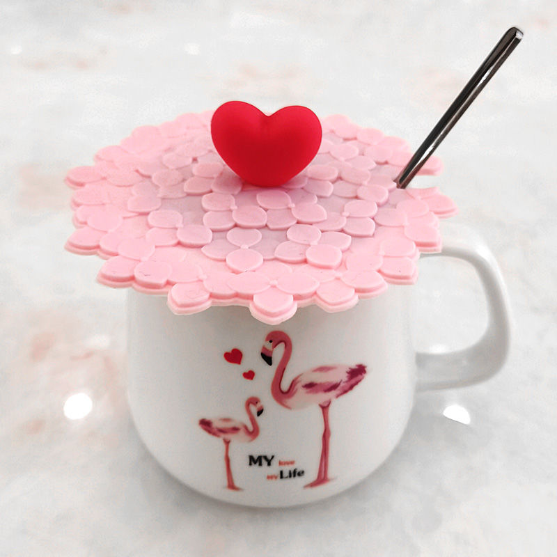 食品级环保硅胶杯盖防尘卡通陶瓷水杯樱花杯盖通用马克杯茶杯盖子