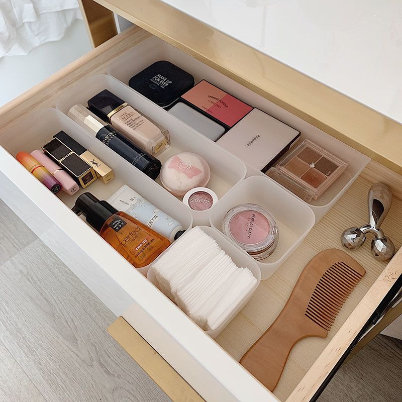 Ins wind drawer compartment plastic frosted storage box desktop stationery sorting box cosmetics storage box