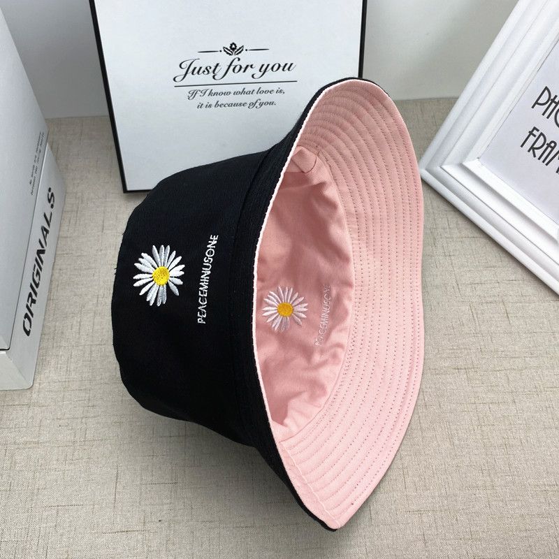 [youth school] cap children's women's cap with double-sided embroidery versatile basin cap fisherman's cap cute boys and girls Student Korean version