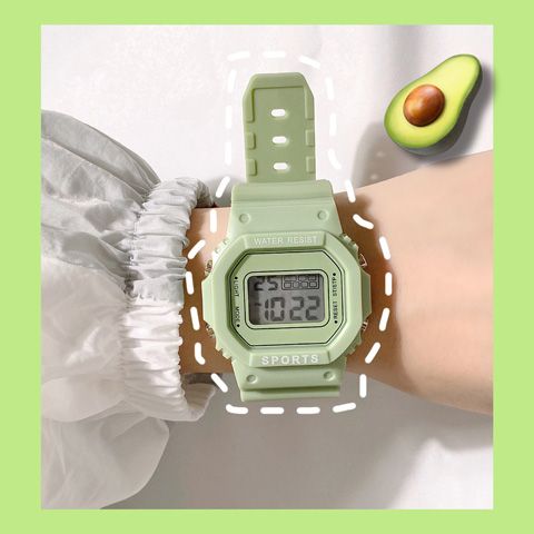 独角兽手表少女生ins风学生防水可爱电子表韩版简约绿抹茶色手表