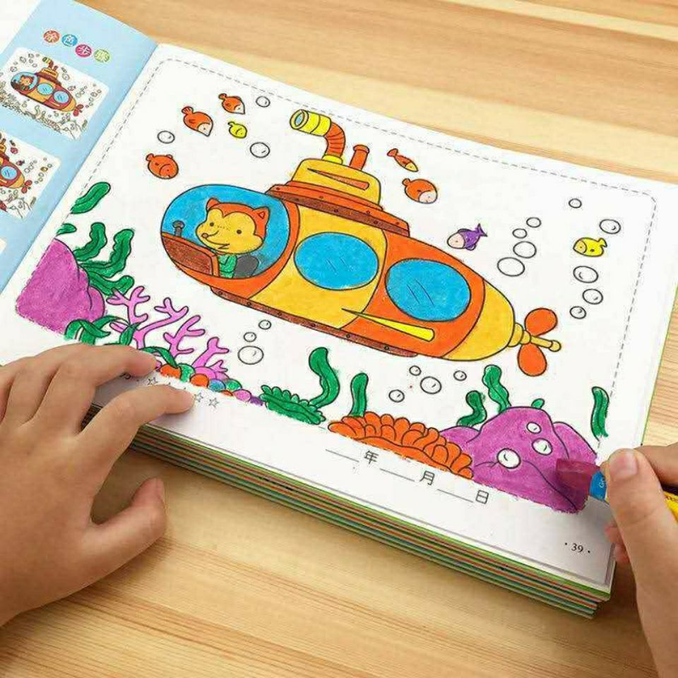 幼儿童画画书涂色画绘本宝宝启蒙涂鸦画填色图画册幼儿园绘画画本